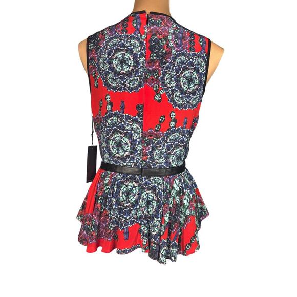 NWT Hunter Bell New York Peplum Silk Leather‎ Blouse Size 6 - Picture 2 of 7